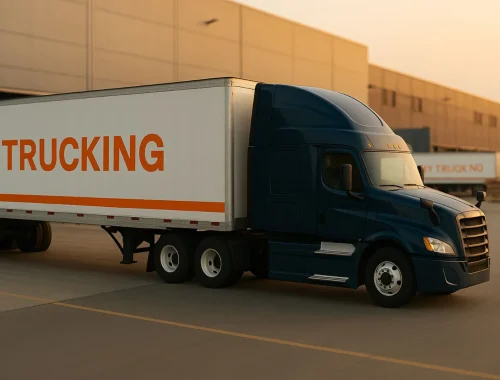 WNY Trucking expedited fleet being loaded at a freight terminal for fast, reliable deliveries.