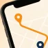 Minimal smartphone screen with parcel tracking interface in orange and navy colors representing seamless last mile delivery tracking system