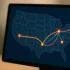 Mini US map with freight routes symbolizing WNY TRUCKING nationwide carrier network